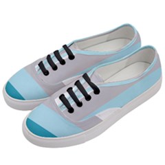 Blue Gray Striped Pattern Horizontal Stripes Women s Classic Low Top Sneakers by yoursparklingshop