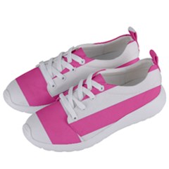 Horizontal Pink White Stripe Pattern Striped Women s Lightweight Sports Shoes by yoursparklingshop