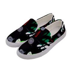 Graffiti On Green And Pink Designs Women s Canvas Slip Ons by flipstylezfashionsLLC