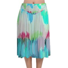 Abstract Background Velvet Flared Midi Skirt by Modern2018