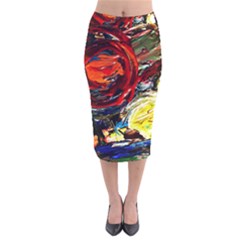 Sunset In A Mountains Velvet Midi Pencil Skirt by bestdesignintheworld