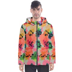 Colorful Spots                                   Men s Hooded Puffer Jacket by LalyLauraFLM