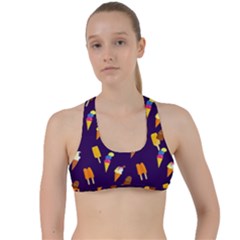 Ice Cream Cone Cornet Blue Summer Season Food Funny Pattern Criss Cross Racerback Sports Bra by yoursparklingshop