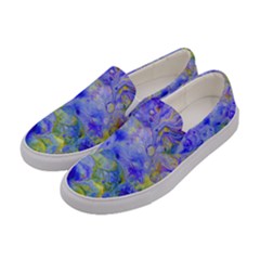 Abstract Blue Texture Pattern Women s Canvas Slip Ons by Simbadda