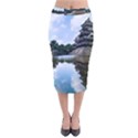 Beautiful Pagoda On Lake Nature Wallpaper Velvet Midi Pencil Skirt View1