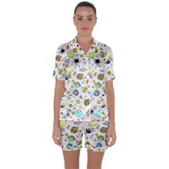 Space Pattern Satin Short Sleeve Pyjamas Set by Valentinaart