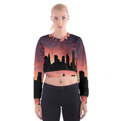 Skyline Panoramic City Architecture Cropped Sweatshirt by Simbadda