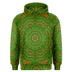 Wonderful Mandala Of Green And Golden Love Men s Overhead Hoodie by pepitasart