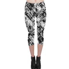 Black And White Patchwork Pattern Capri Leggings  by dflcprints