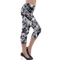 Black And White Patchwork Pattern Lightweight Velour Capri Leggings  View4