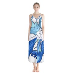 Abstract Colourful Comic Characters Button Up Chiffon Maxi Dress by Simbadda