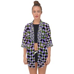 Hypnotic Geometric Pattern Open Front Chiffon Kimono by dflcprints