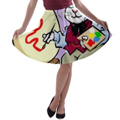 Bunny Easter Artist Spring Cartoon A-line Skater Skirt by Simbadda