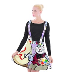 Bunny Easter Artist Spring Cartoon Suspender Skater Skirt by Simbadda