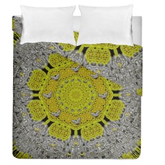 Sunshine And Silver Hearts In Love Duvet Cover Double Side (queen Size) by pepitasart