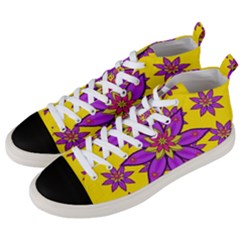 Fantasy Big Flowers In The Happy Jungle Of Love Men s Mid-top Canvas Sneakers by pepitasart