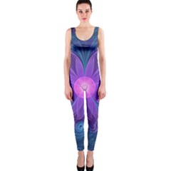 Blown Glass Flower Of An Electricblue Fractal Iris One Piece Catsuit by jayaprime