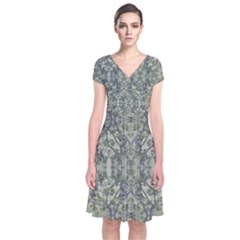 Modern Noveau Floral Collage Pattern Short Sleeve Front Wrap Dress by dflcprints