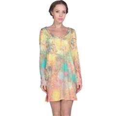 Pink Pastel Abstract Long Sleeve Nightdress by digitaldivadesigns