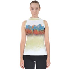 Colorful Tree Landscape In Orange And Blue Shell Top by digitaldivadesigns