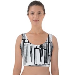 Black And White City Velvet Crop Top by digitaldivadesigns