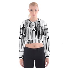 Black And White City Cropped Sweatshirt by digitaldivadesigns