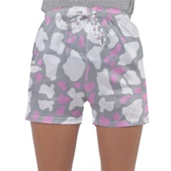 Pink Grey White Cow Print Sleepwear Shorts by LoolyElzayat