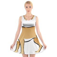 Dog Brown Pet Animal Tail Eskimo V-neck Sleeveless Dress by Nexatart