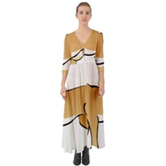 Dog Brown Pet Animal Tail Eskimo Button Up Boho Maxi Dress by Nexatart