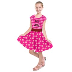 Hot Pink Dad & Hearts Kids  Short Sleeve Dress by PattyVilleDesigns