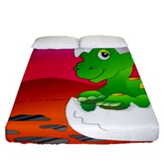 Dinosaur Dino Baby Dino Lizard Fitted Sheet (queen Size) by Nexatart