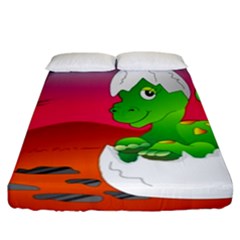 Dinosaur Dino Baby Dino Lizard Fitted Sheet (california King Size) by Nexatart