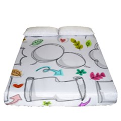 Set Chalk Out Chitchat Scribble Fitted Sheet (queen Size) by Nexatart