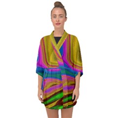 Colorful Waves Half Sleeve Chiffon Kimono by LoolyElzayat