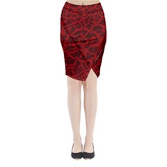 Red Earth Texture Midi Wrap Pencil Skirt by LoolyElzayat