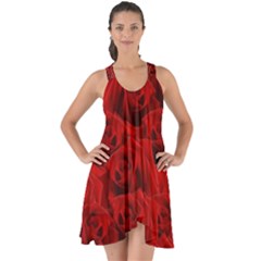 Romantic Red Rose Show Some Back Chiffon Dress by LoolyElzayat