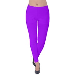 Light Purple Dots Pattern Velvet Leggings by LoolyElzayat