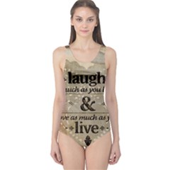 Motivational Calligraphy Grunge One Piece Swimsuit by Sapixe