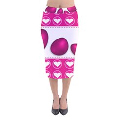 Love Celebration Easter Hearts Velvet Midi Pencil Skirt by Sapixe