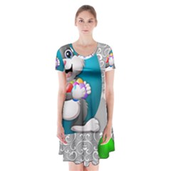 Illustration Celebration Easter Short Sleeve V-neck Flare Dress by Sapixe