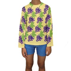 Grapes Background Sheet Leaves Kids  Long Sleeve Swimwear by Sapixe