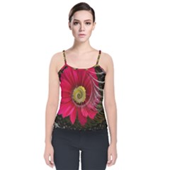 Fantasy Flower Fractal Blossom Velvet Spaghetti Strap Top by Sapixe