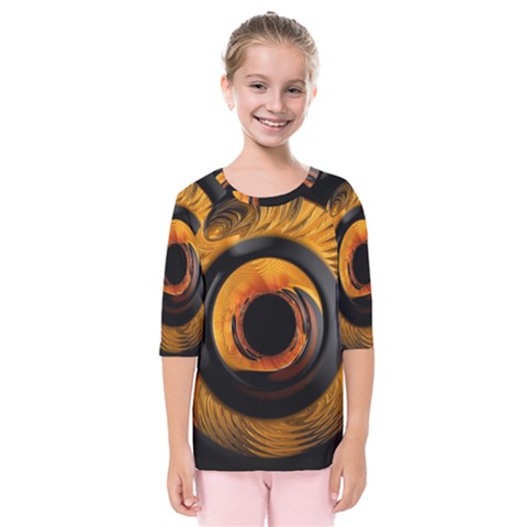 Fractal Mathematics Abstract Kids  Quarter Sleeve Raglan Tee by Sapixe