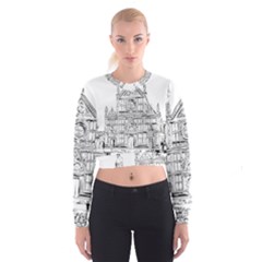 Line Art Architecture Church Italy Cropped Sweatshirt by Sapixe