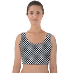 Black And White Checkerboard Weimaraner Velvet Crop Top by PodArtist