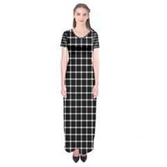 Black And White Optical Illusion Dots And Lines Short Sleeve Maxi Dress by PodArtist