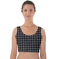 Black And White Optical Illusion Dots And Lines Velvet Crop Top by PodArtist