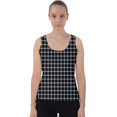 Black And White Optical Illusion Dots And Lines Velvet Tank Top by PodArtist