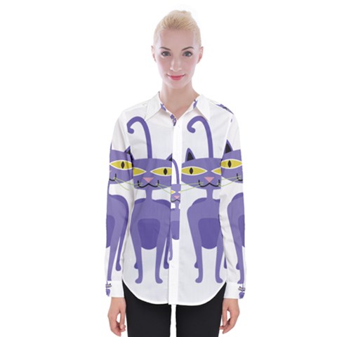 Cat Clipart Animal Cartoon Pet Womens Long Sleeve Shirt by Sapixe