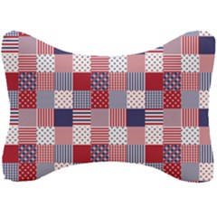 Usa Americana Patchwork Red White & Blue Quilt Seat Head Rest Cushion by PodArtist